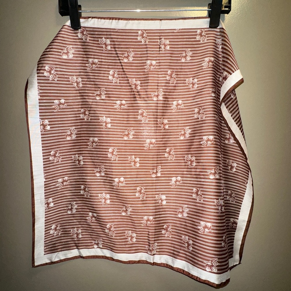 Japanese flora print striped square scarf